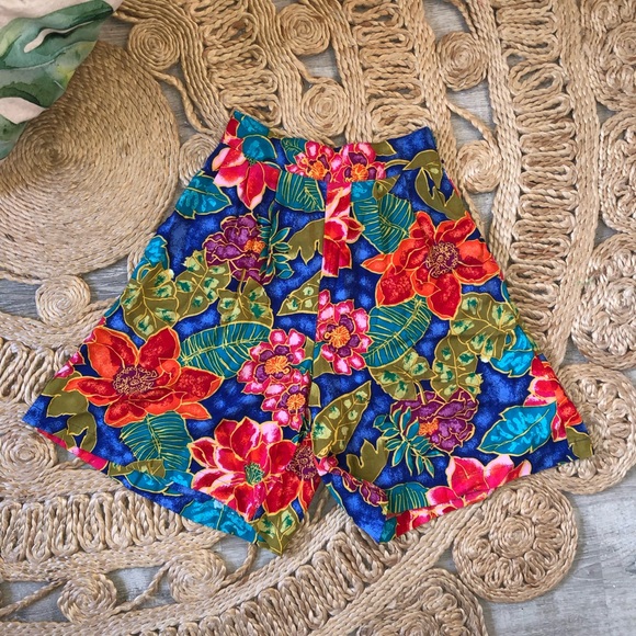 Vintage 80s Partners Mervyn High Rise Tropical Shorts - Picture 1 of 5